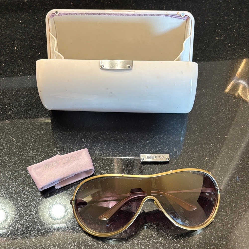 Jimmy Choo Gold Frame Sunglasses with Brown Lenses